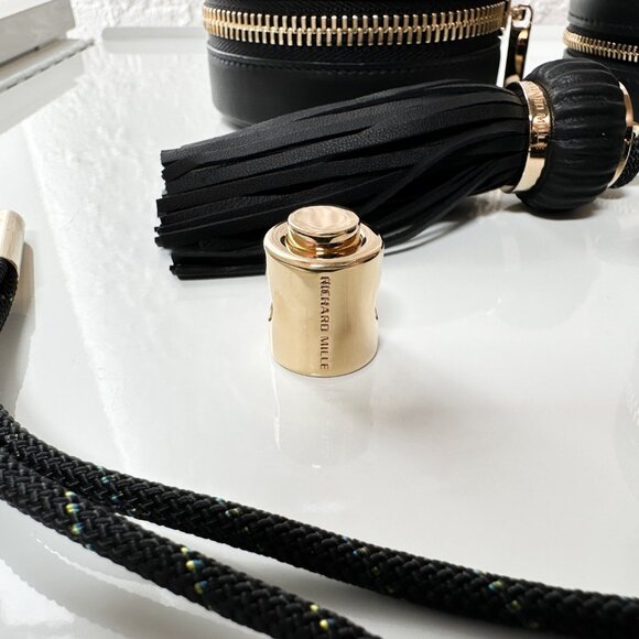 RICHARD MILLE Leather Travel Watch Case Jewelry Watch Roll Black Gold Strap Cord - Picture 7 of 16